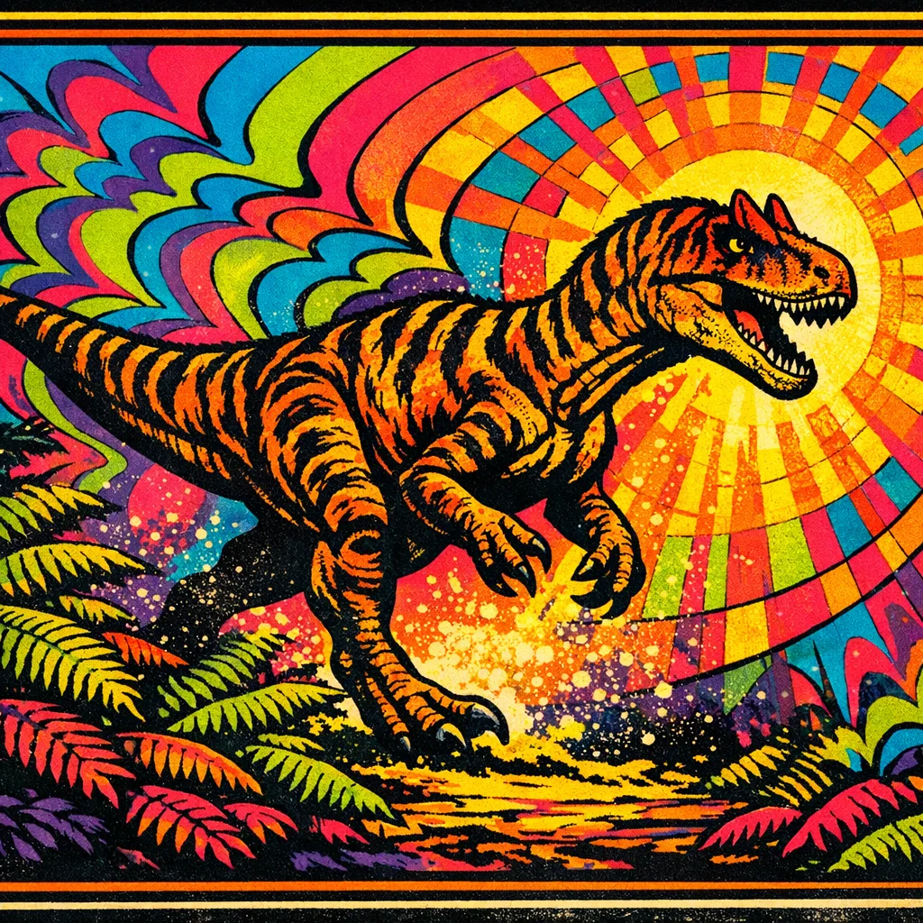 Allosaurus — Neon Pop: Playful psychedelic poster pop