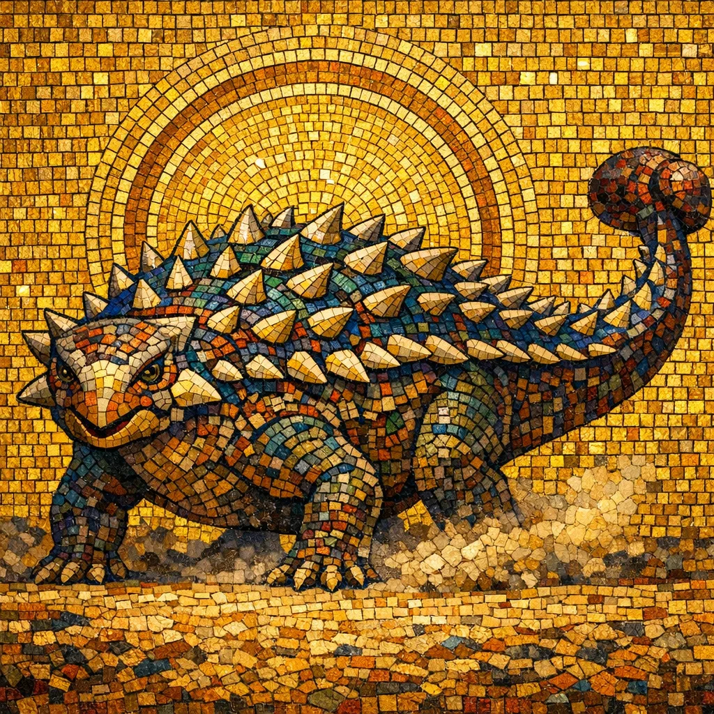 Ankylosaurus — Byzantine Gold: Gold tesserae mosaic icon