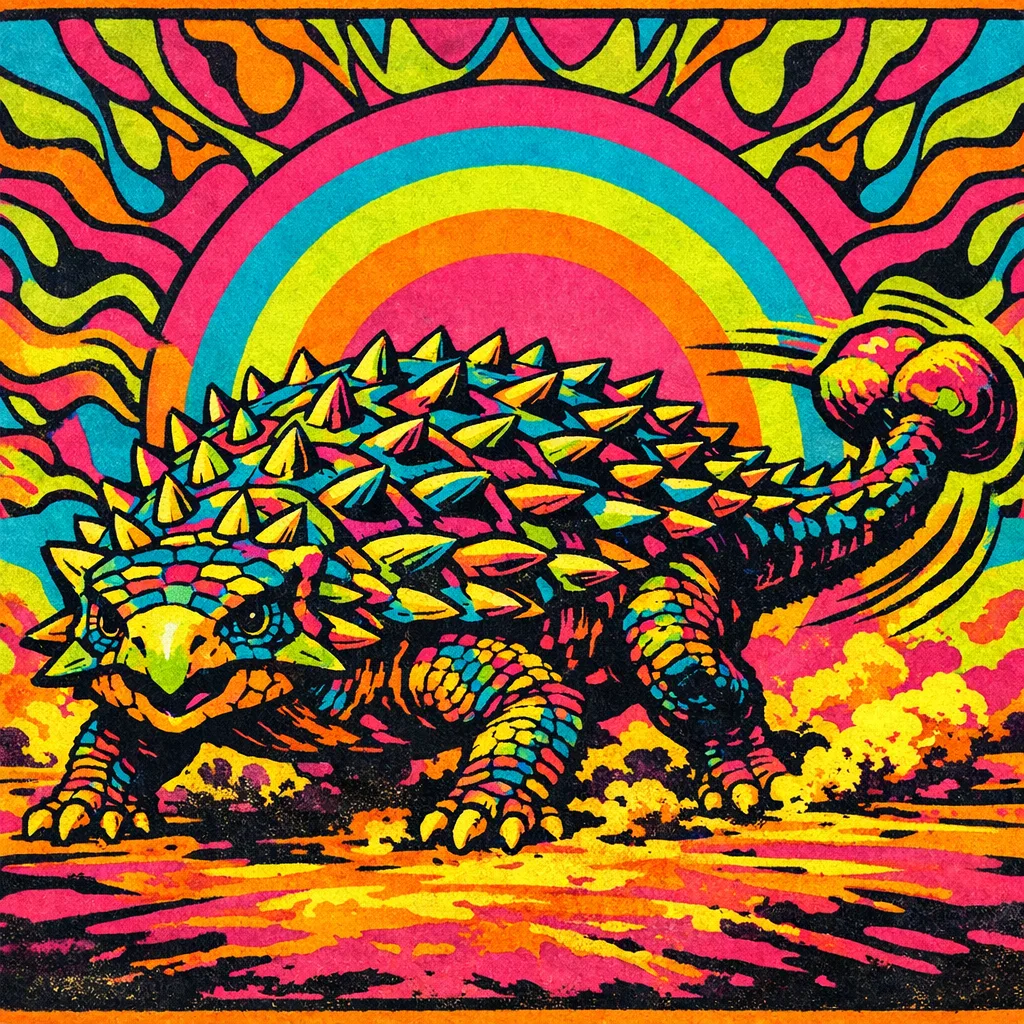 Ankylosaurus — Neon Pop: Playful psychedelic poster pop