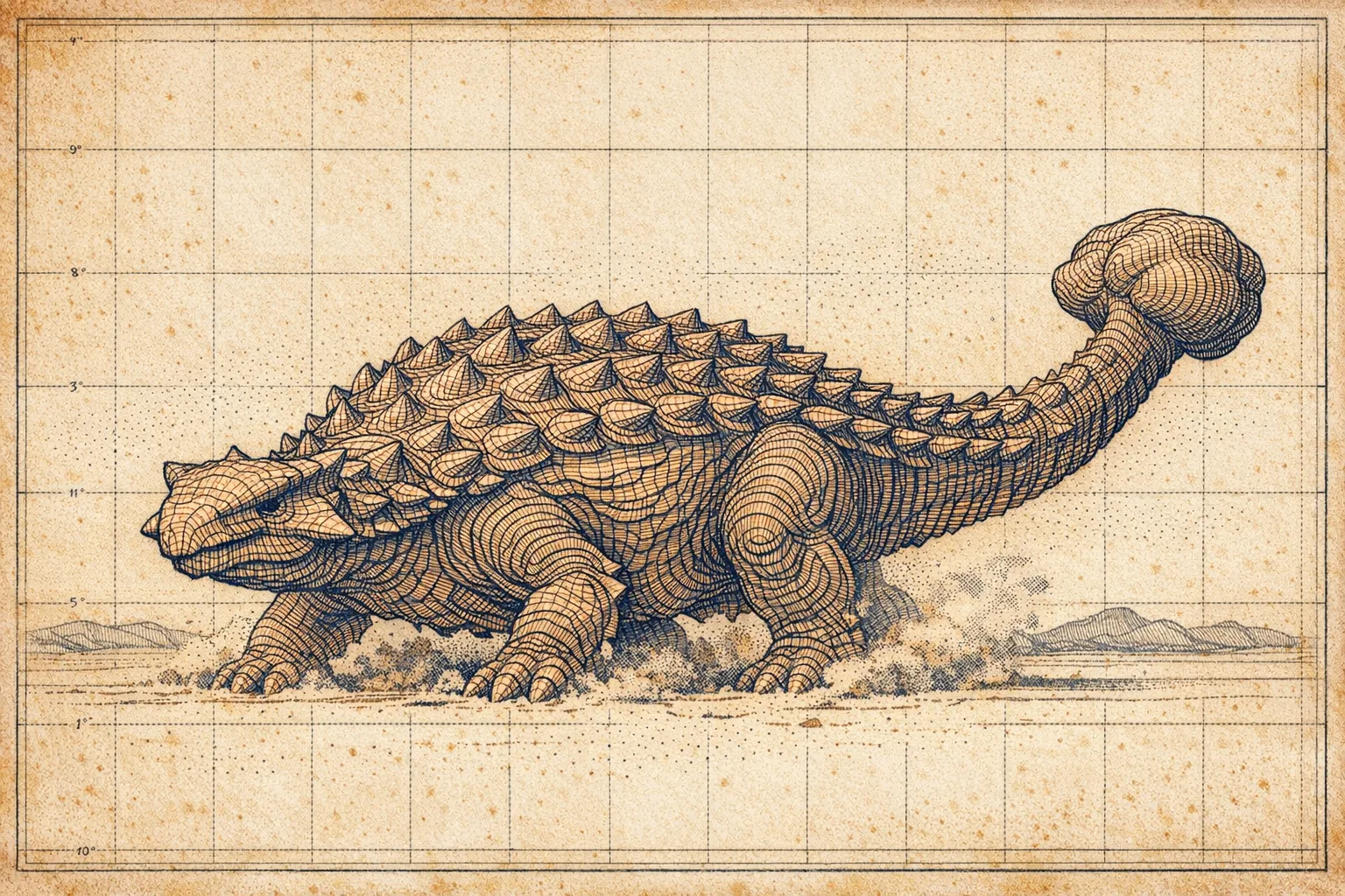 Ankylosaurus — Topographic: Contour-line cartographic study