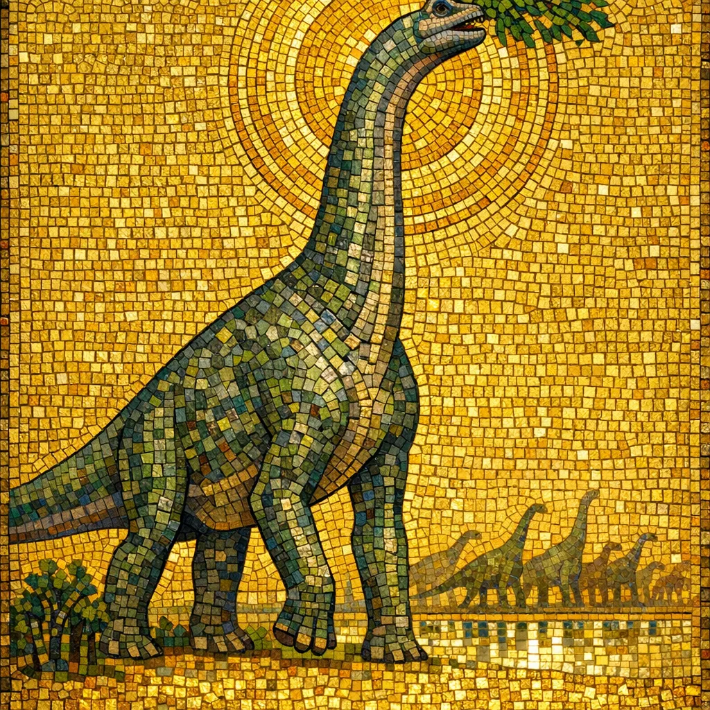 Brachiosaurus — Byzantine Gold: Gold tesserae mosaic icon