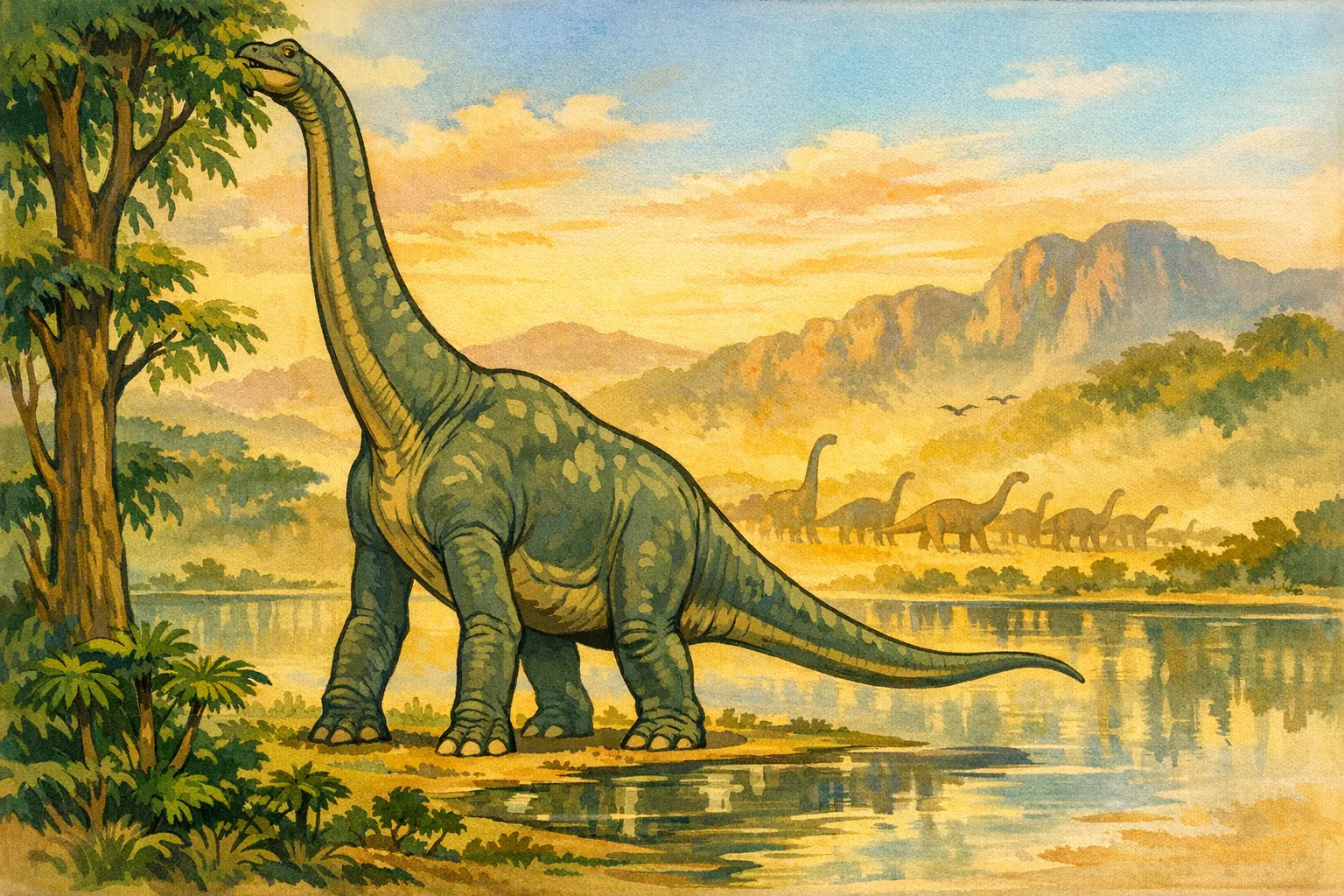 Brachiosaurus — Golden Age Cel: 1940s hand-painted animation cel