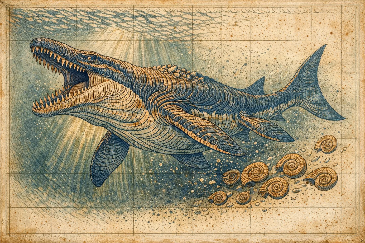 Mosasaurus — Topographic: Contour-line cartographic study