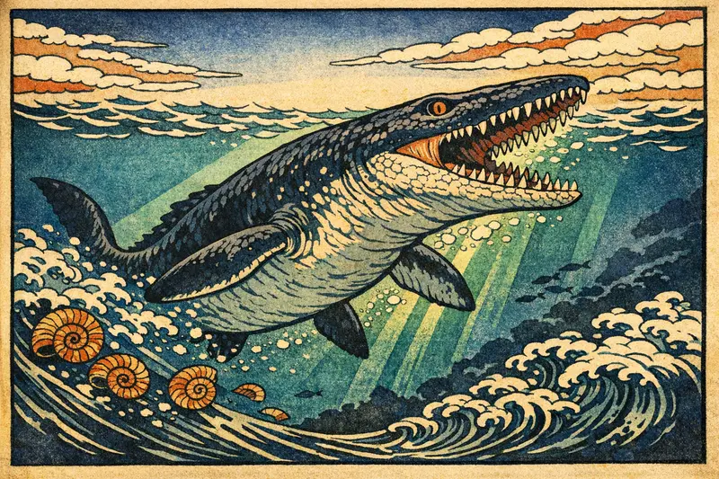 Mosasaurus — Ukiyo-e