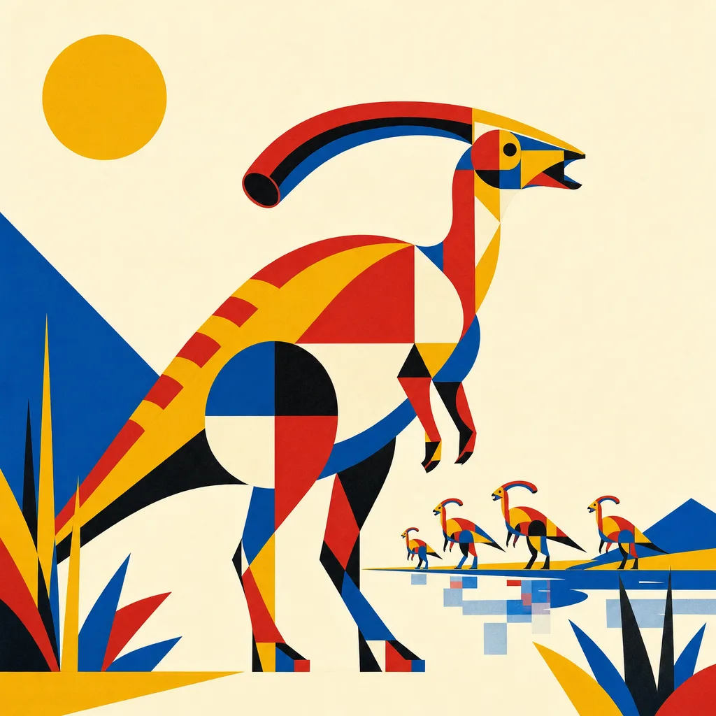 Parasaurolophus — Bauhaus: Modernist geometric reduction · alternate