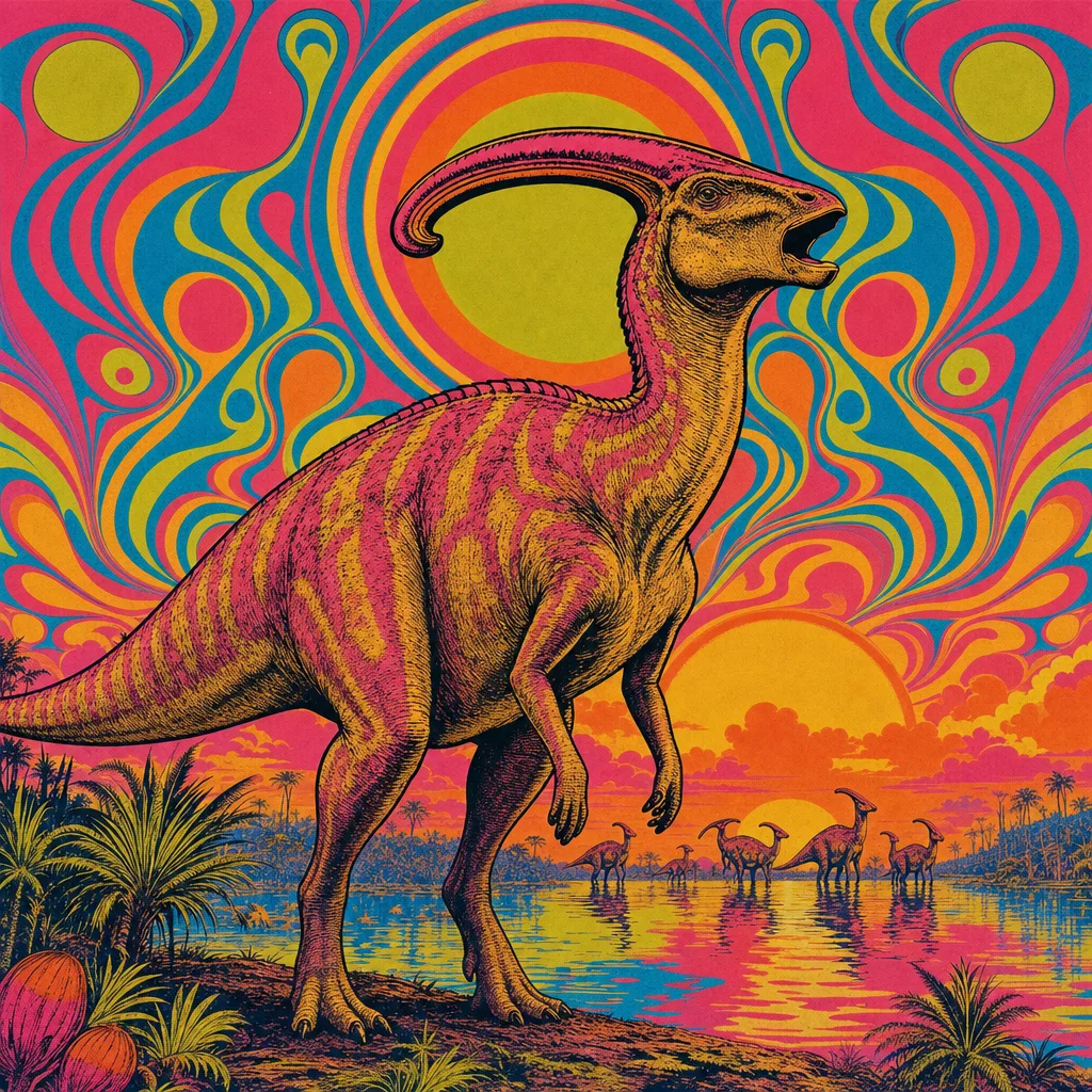 Parasaurolophus — Neon Pop: Playful psychedelic poster pop · alternate