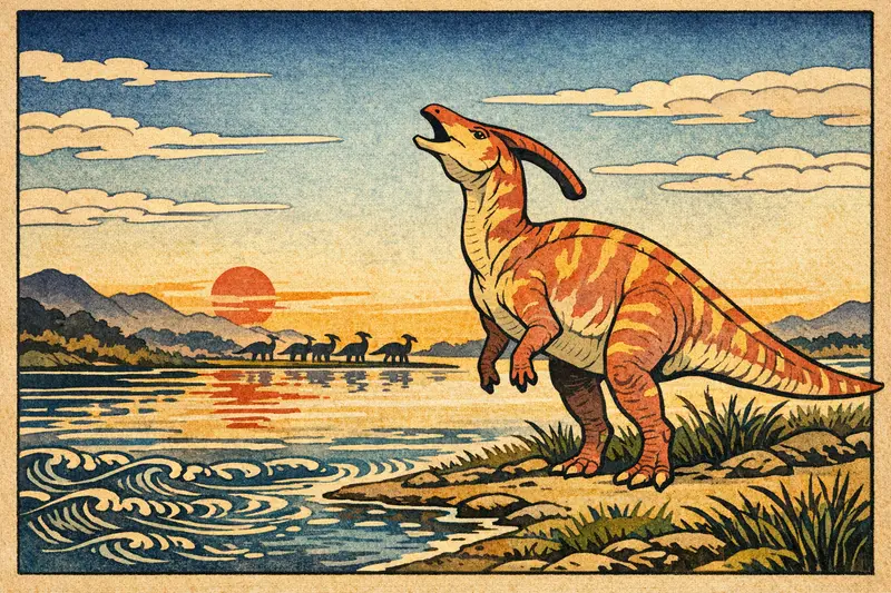 Parasaurolophus — Ukiyo-e