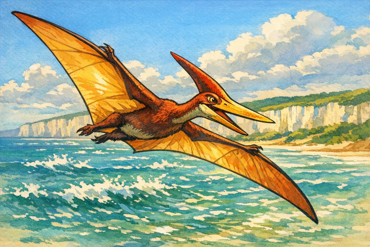 Pteranodon — Golden Age Cel: 1940s hand-painted animation cel