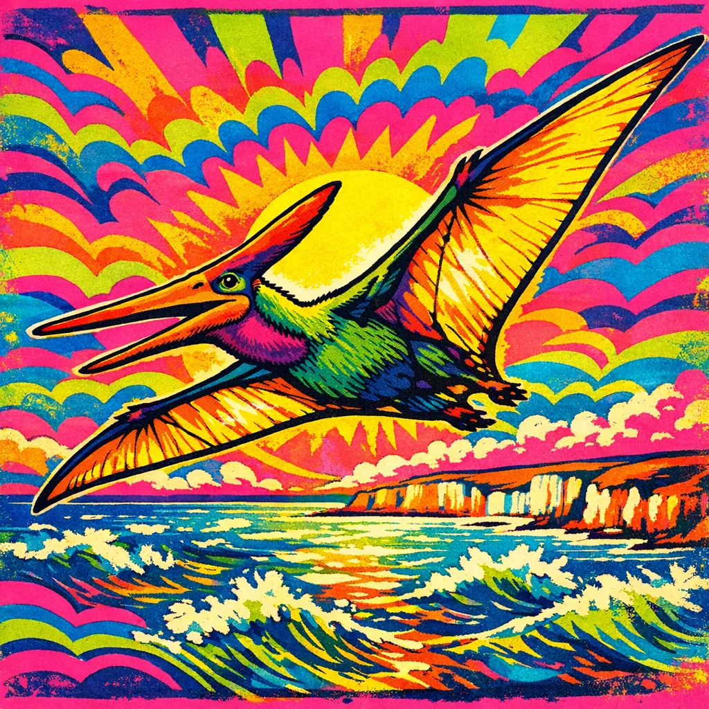Pteranodon — Neon Pop: Playful psychedelic poster pop