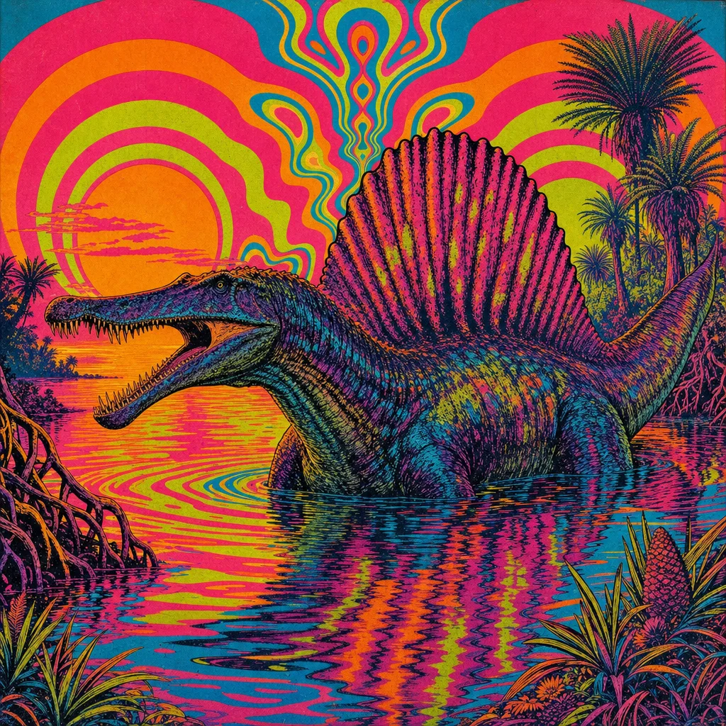 Spinosaurus — Neon Pop: Playful psychedelic poster pop · alternate