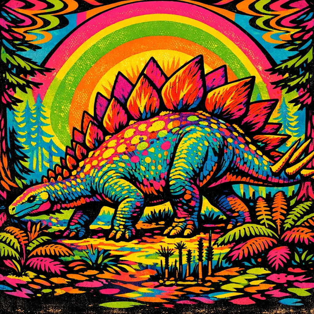 Stegosaurus — Neon Pop: Playful psychedelic poster pop