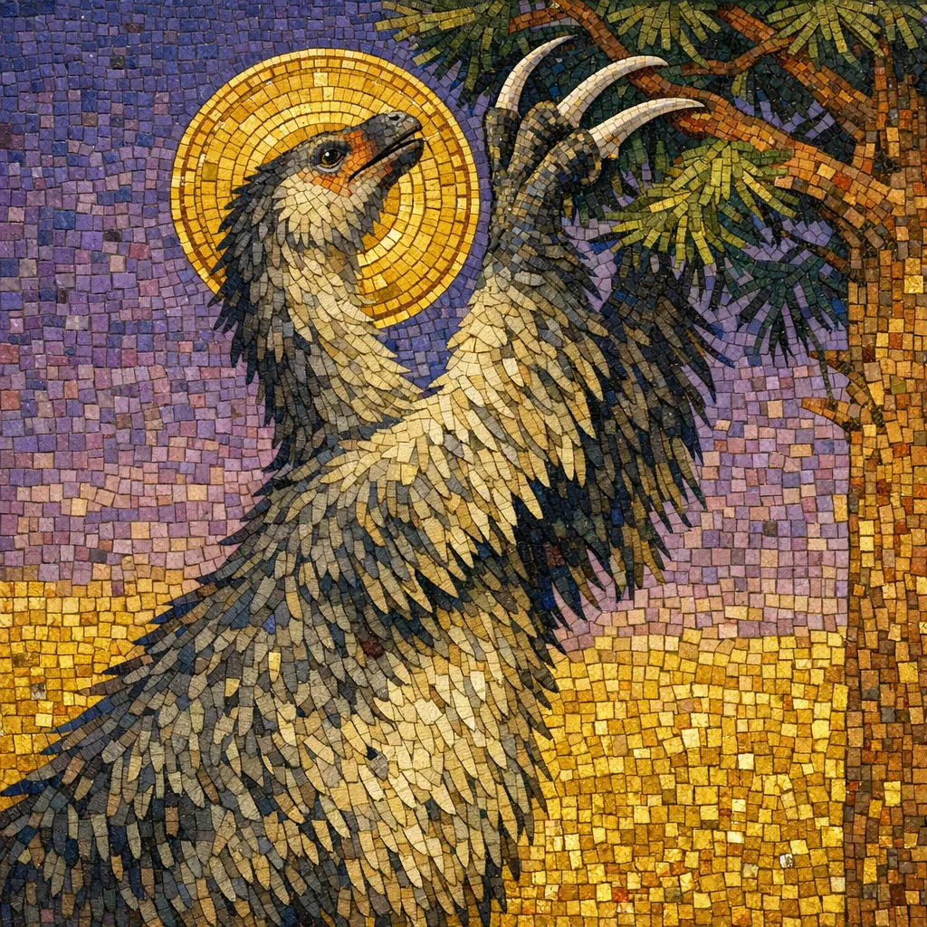 Therizinosaurus — Byzantine Gold: Gold tesserae mosaic icon