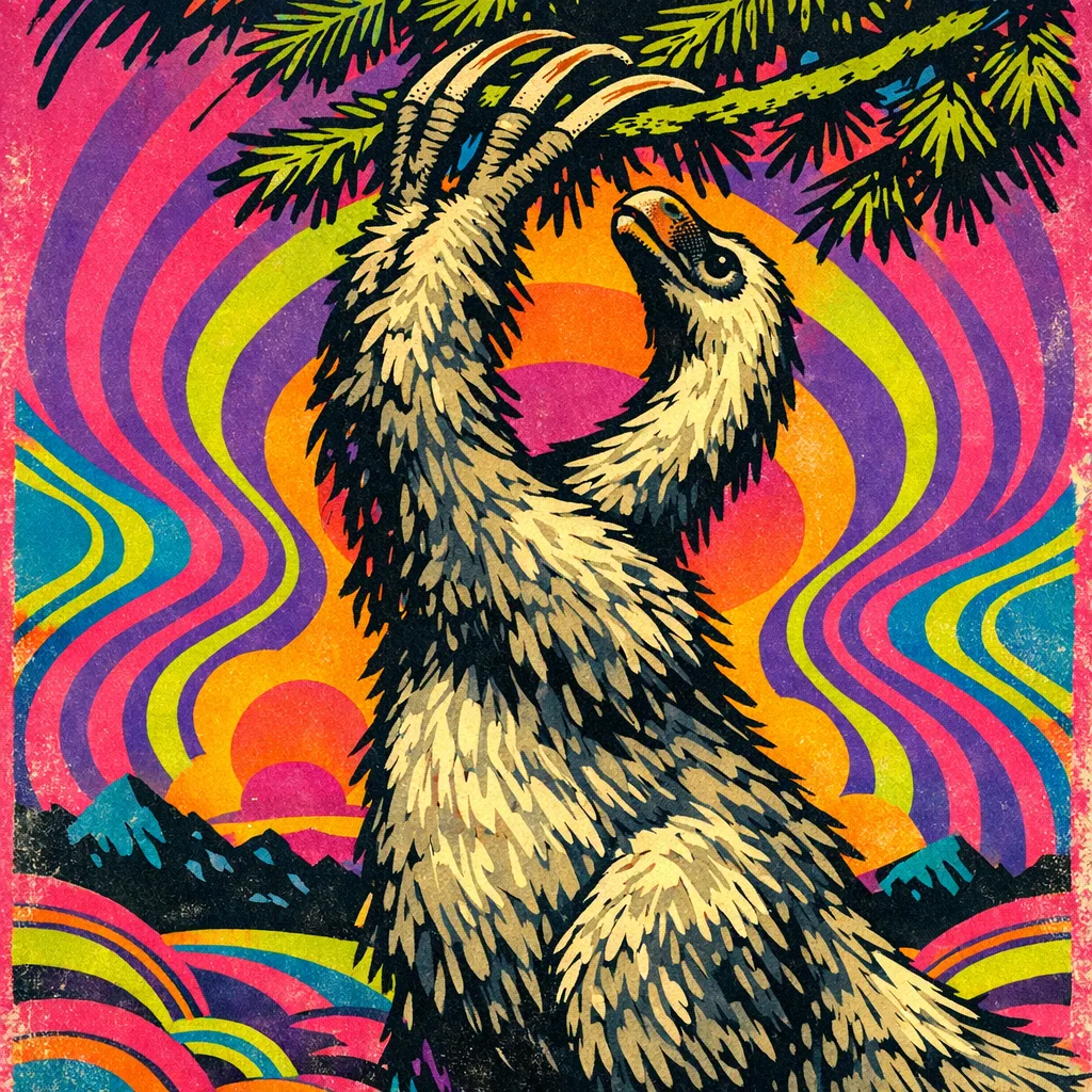 Therizinosaurus — Neon Pop: Playful psychedelic poster pop