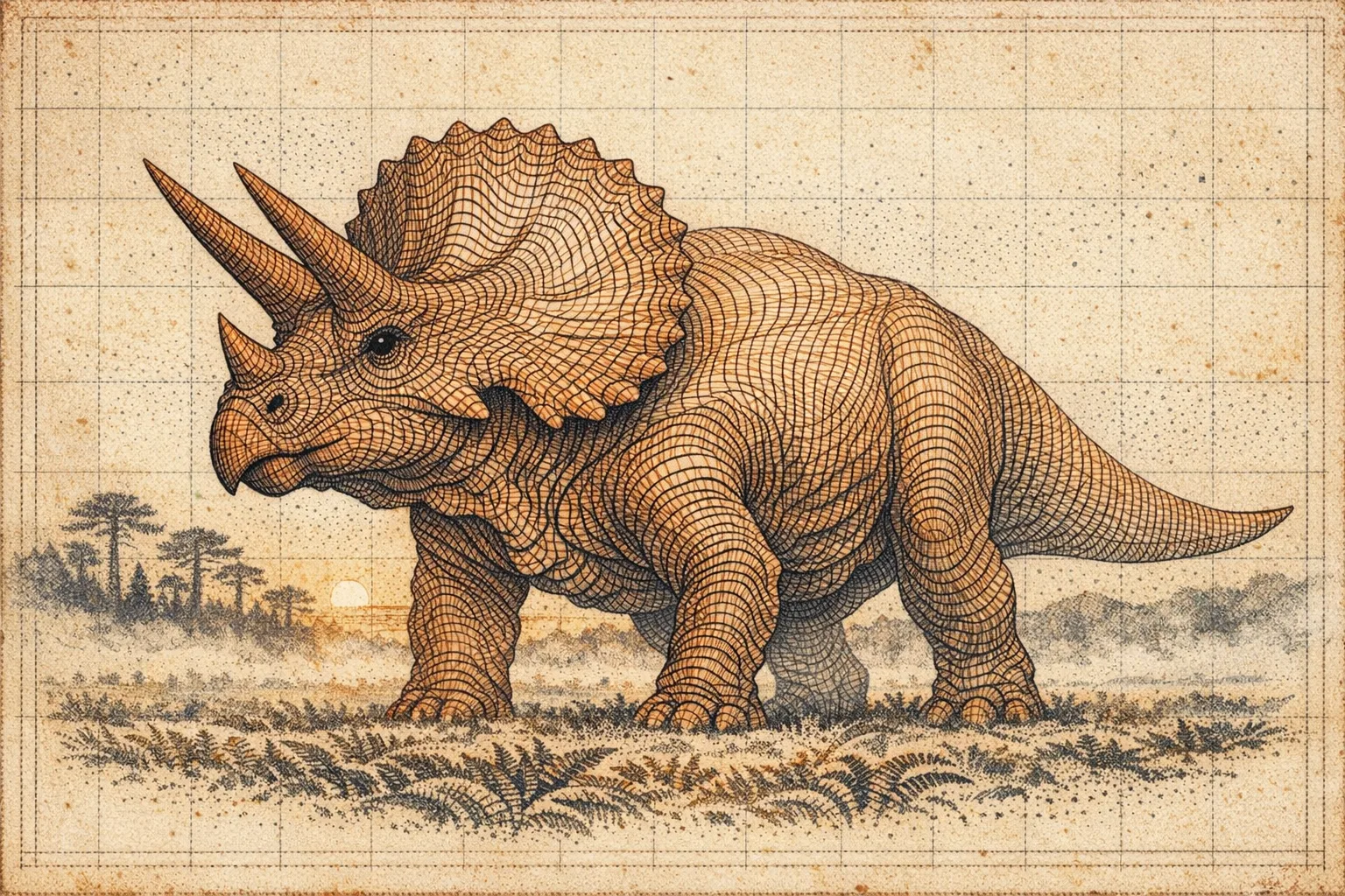 Triceratops — Topographic: Contour-line cartographic study