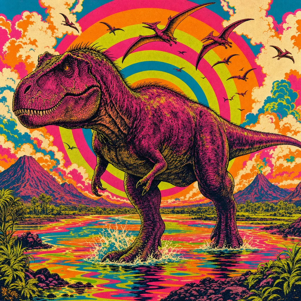 T. rex — Neon Pop: Playful psychedelic poster pop · alternate