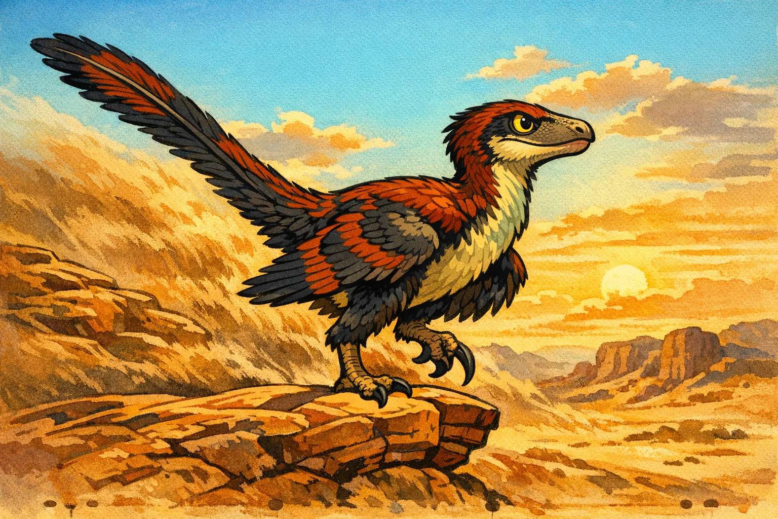 Velociraptor — Golden Age Cel: 1940s hand-painted animation cel